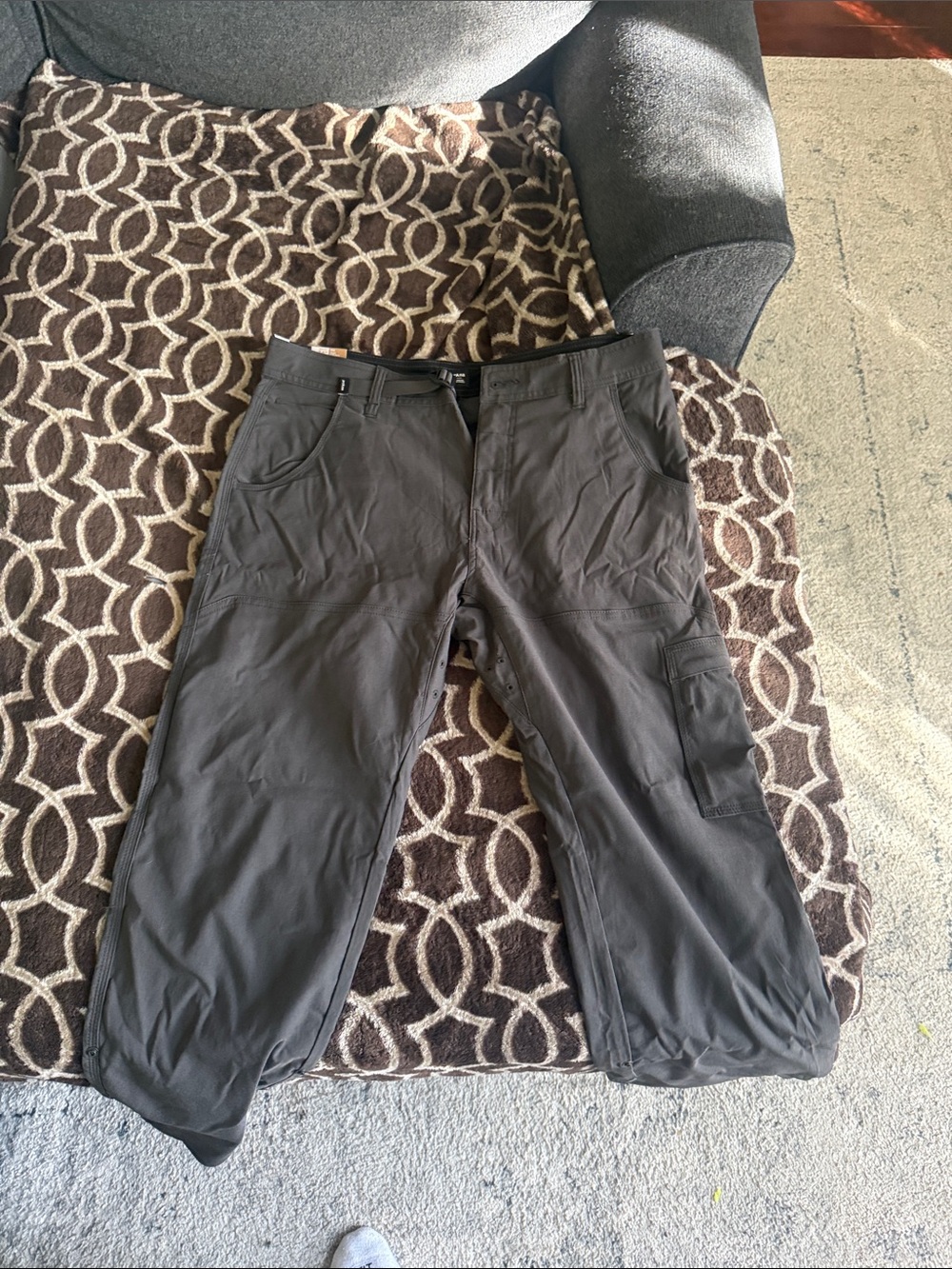 Prana Men's Black Cargo Pants with Side Pockets